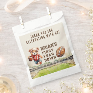sports football first year down boy 1st birthday favour bag