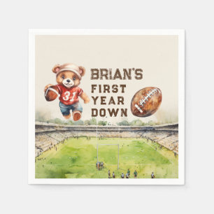 sports football first year down boy 1st birthday napkin