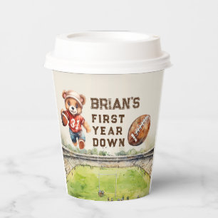 sports football first year down boy 1st birthday paper cups