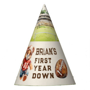 sports football first year down boy 1st birthday party hat