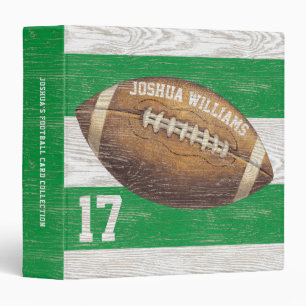 Sports Football Rustic Green White Stripes Name Binder