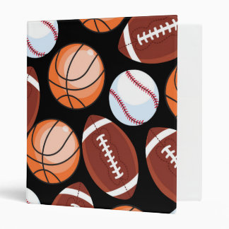 SPORTS FUN Baseball Football Basketball Pattern Binder