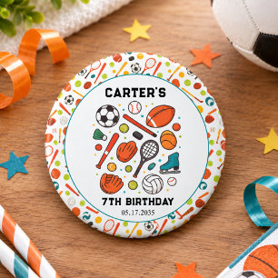 Sports Game Time All-Star Birthday Kids Sport 1 Inch Round Button