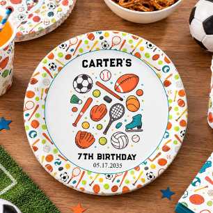 Sports Game Time All-Star Birthday Kids Sport Paper Plate