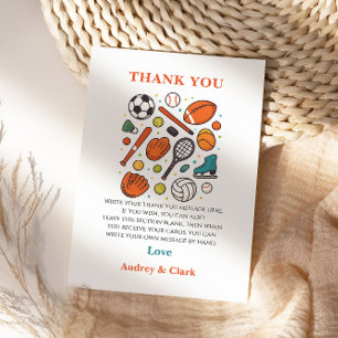Sports Game Time All-Star Birthday   Kids Sport Thank You Card