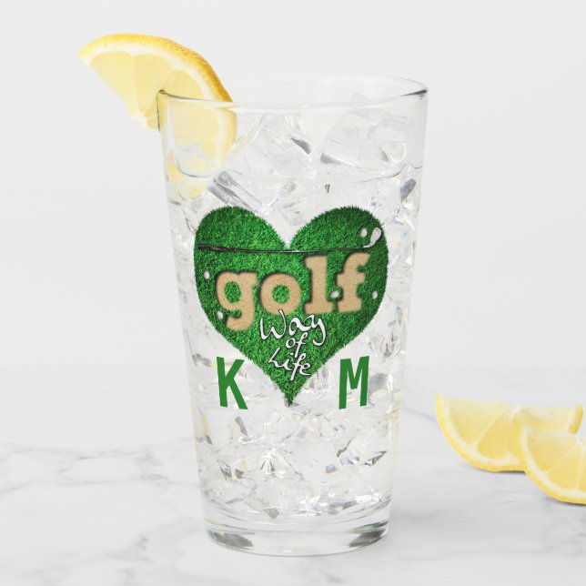 Sports Golf Lover WAY OF LIFE Quote Monogram Glass (Front Ice)