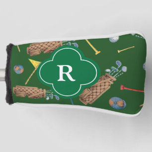 Sports Green Golf Equipment Monogram Initial Golf Head Cover