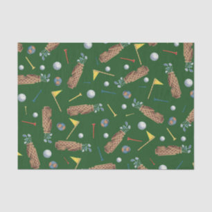 Sports Green Golf Equipment Pattern Tissue Paper