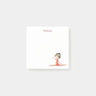 Sports gymnast doing a split personalized post-it notes