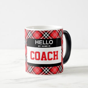 Sports Hello My Name Is COACH Nametag Team Red Magic Mug