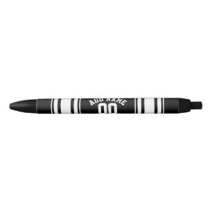 Sports Jersey Black and White Stripes Name Number Black Ink Pen