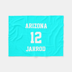 Sports Jersey Customized Electric Cyan Fleece Blanket