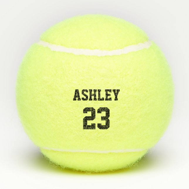 Sports Jersey Name and Number Personalized Tennis Balls (Back)