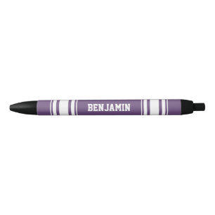 Sports Jersey Purple White Stripes Personalized Black Ink Pen
