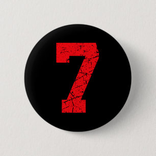 Sports Jersey Vintage Red Lucky Number 7 T Shirt_1 2 Inch Round Button