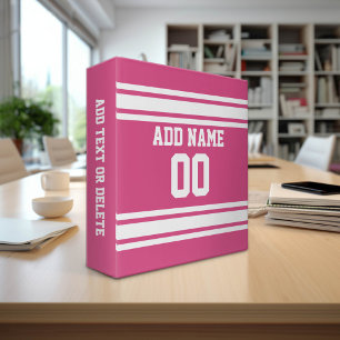 Sports Jersey with Name and Number - Pink White Binder