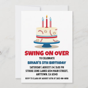 Sports kids baseball birthday invitations