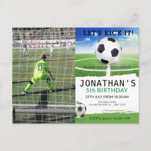 Sports Kids Photo Soccer football Birthday Party Postcard