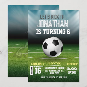 Sports Kids Soccer Birthday Invitation