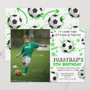 Sports Kids Soccer Birthday Party Invitation