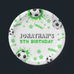 Sports Kids Soccer Birthday Party Paper Plate<br><div class="desc">Ready for a All-star Soccer ball birthday party? This design features hand-painted watercolor items such as a soccer ball & green grass. The design is suitable for boys and girls and is fully customizable for 1st birthday,  2nd birthday,  and older kids. Find matching items in my shop.</div>