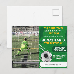Sports Kids Soccer Football Photo Birthday Party Postcard