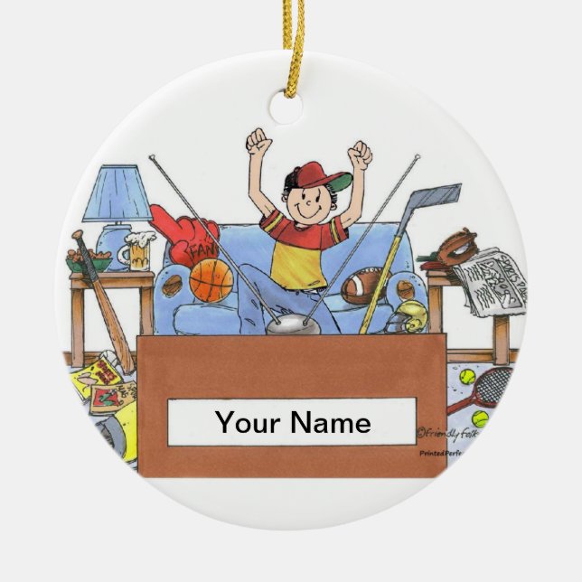 Sports Lover - Male Ceramic Ornament (Front)