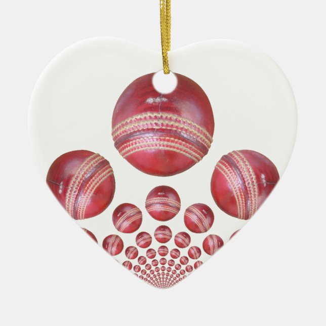 Sports Lover’s Cricket Ball Print Ceramic Ornament (Front)