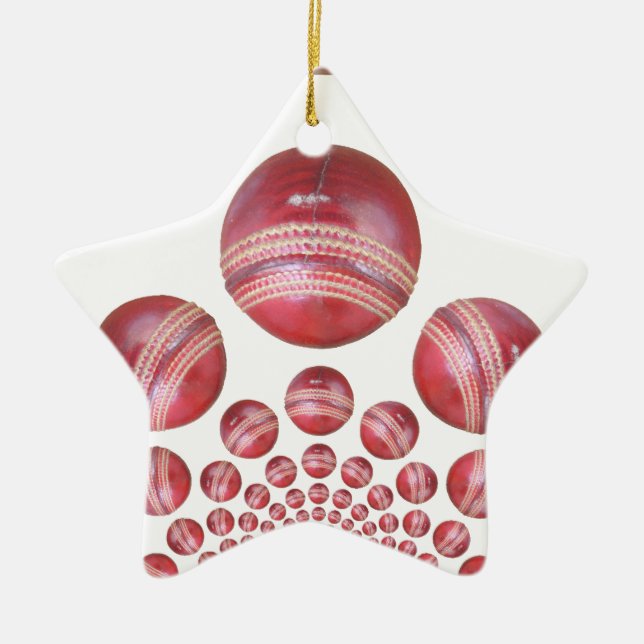 Sports Lover’s Cricket Ball Print Ceramic Ornament (Front)