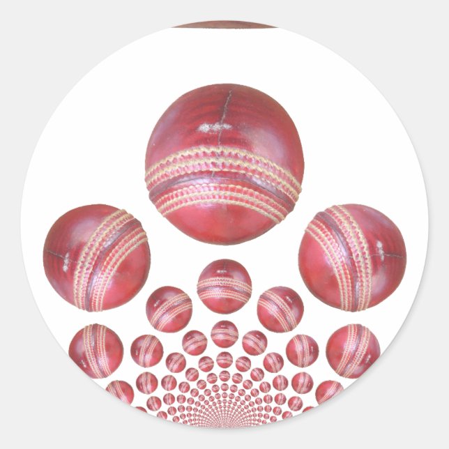 Sports Lover’s Cricket Ball Print Classic Round Sticker (Front)