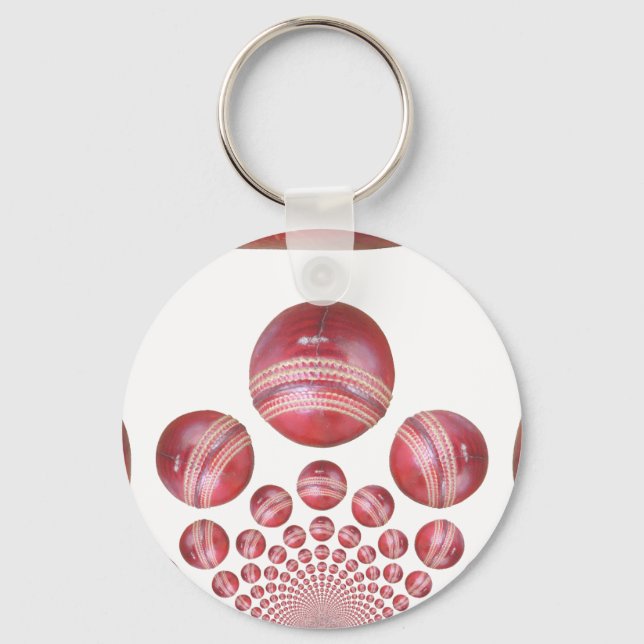 Sports Lover’s Cricket Ball Print Keychain (Front)
