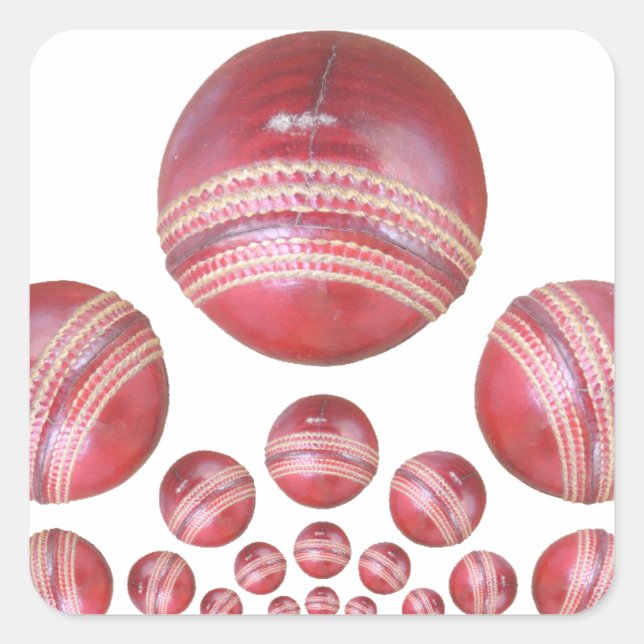 Sports Lover’s Cricket Ball Print Square Sticker (Front)