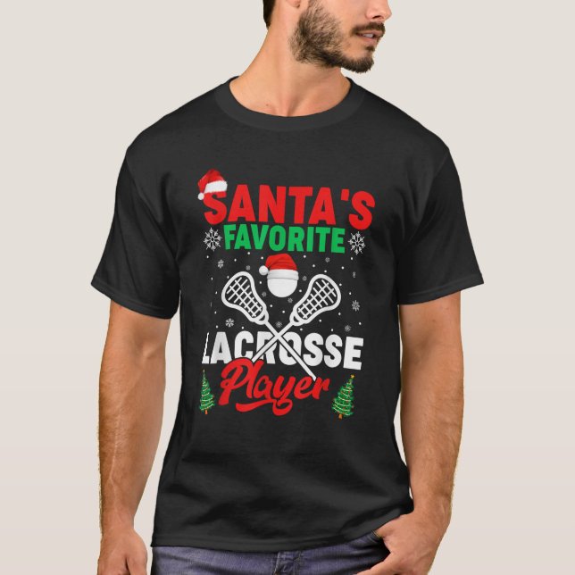 Sports Lover Santa s Favourite Lacrosse Player Chr T-Shirt (Front)