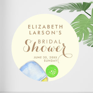 Sports Lover Watercolor Pickleball Themed Bridal Classic Round Sticker