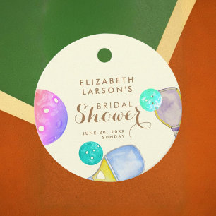 Sports Lover Watercolor  Pickleball Themed Bridal Favour Tags