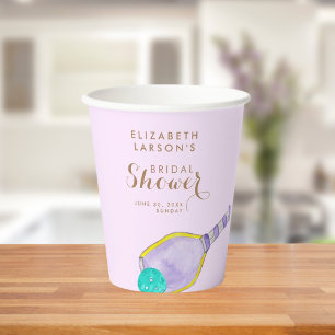 Sports Lover Watercolor Pickleball Themed Bridal Paper Cups
