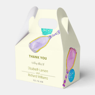 Sports Lover Watercolor Pickleball Themed Wedding Favor Box