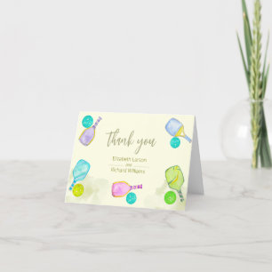 Sports Lover Watercolor Pickleball Themed Wedding Thank You Card