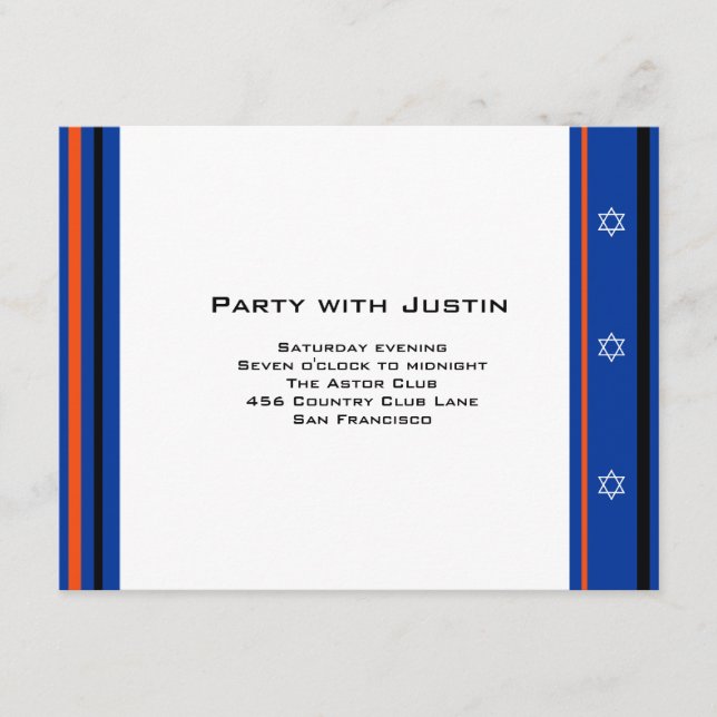 Sports Mets Baseball Bar Mitzvah Reception Card (Front)