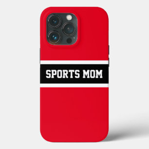 SPORTS MOM Fun Bright Red Black White Stripes iPhone 13 Pro Case