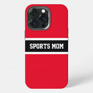 SPORTS MOM Fun Bright Red Black White Stripes iPhone 13 Pro Case