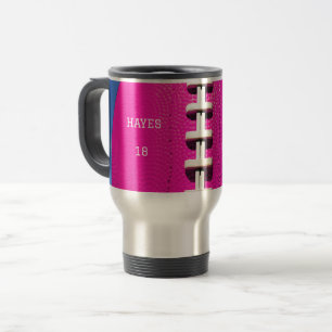 Sports Mom Hot Pink Football Travel Mug