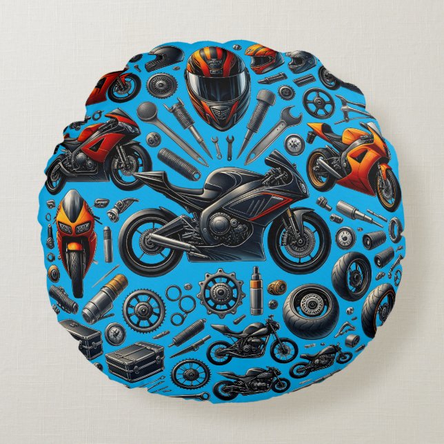 Sports Motorcycles: Speed and Performance Round Pillow (Front)