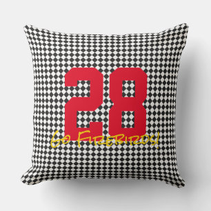 Sports NUMBER Chequerboard Go TEAM NAME! Fun Throw Pillow
