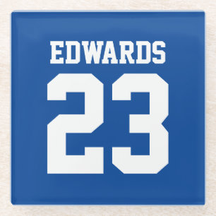 Sports Numbered With Name Glass Coaster