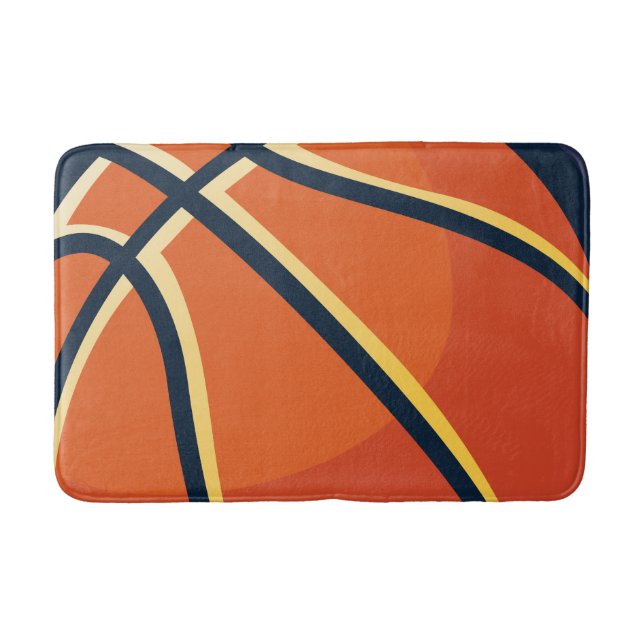 Sports Orange Basketball Bath Mat (Front)