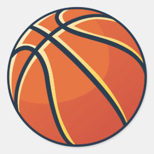 Sports Orange Basketball Birthday Party Favour Classic Round Sticker