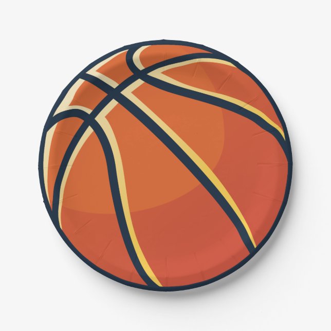 Sports Orange Basketball Birthday Party Paper Plate (Front)