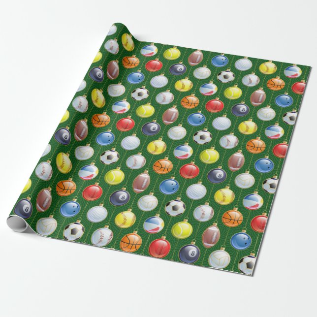 Sports Ornaments Gift Wrap (Unrolled)