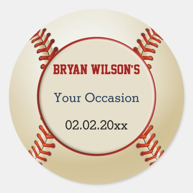 Sports Party Baseball thème stickers personnalisés (Devant)